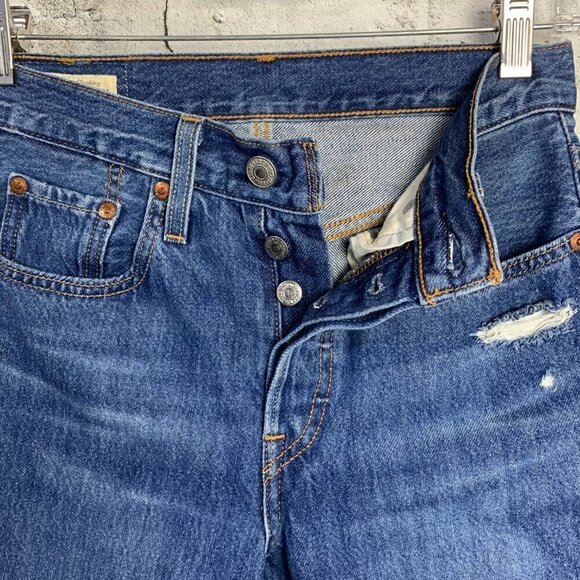 Levi's 501 Distressed Denim Straight Leg Jeans - Picture 3 of 12